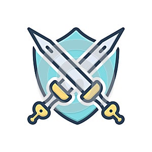 Color illustration icon for Armed, sword and warrior