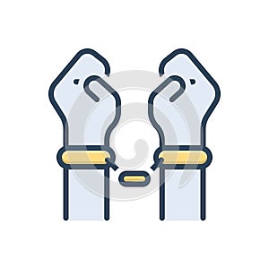 Color illustration icon for Arrested, bracelet and manacles