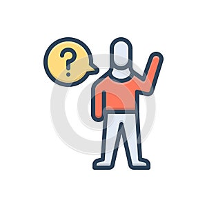 Color illustration icon for Ask, ask for and idea