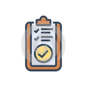 Color illustration icon for Assessed, appraise and check