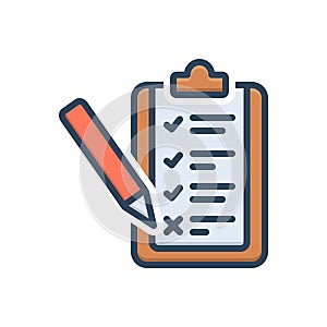 Color illustration icon for Assessed, appraise and check