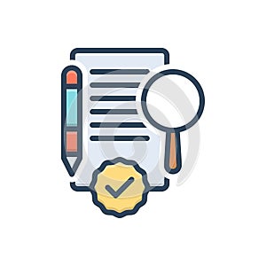 Color illustration icon for Assessing, judge and estimate