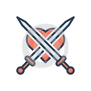 Color illustration icon for Attack, invasion and aggression