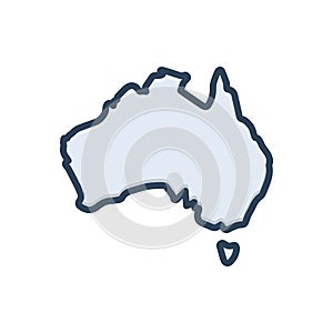 Color illustration icon for Aus, map and country