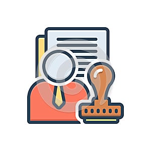 Color illustration icon for Authorities, approved and agreement