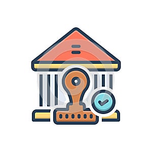 Color illustration icon for Authority, approve and authorization