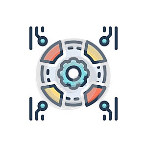 Color illustration icon for Automation, automatism and technology