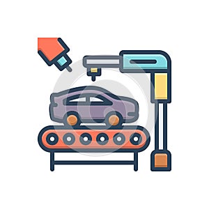 Color illustration icon for Automotive, vehicular and automobile