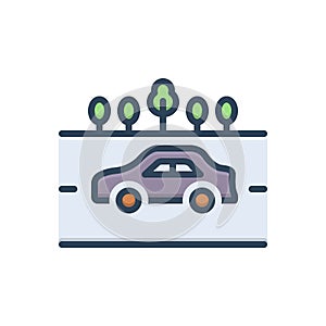 Color illustration icon for Ave, car and plant