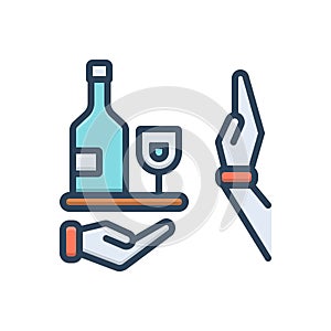Color illustration icon for Avoid, avert and alcohol