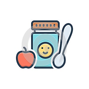 Color illustration icon for baby food, child and kiddy