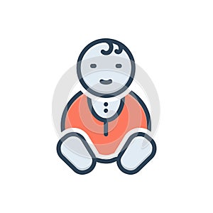 Color illustration icon for baby, kid and kiddy