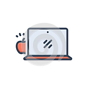 Color illustration icon for Backed, microcomputer and technology