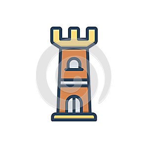 Color illustration icon for Bailey, castle and landmark