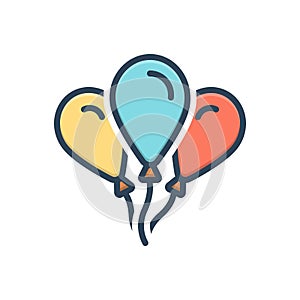 Color illustration icon for Balloons, party and celeb