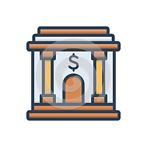 Color illustration icon for Banking, corporate and building