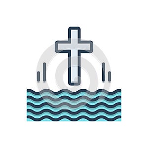 Color illustration icon for Baptized, christianize and cross