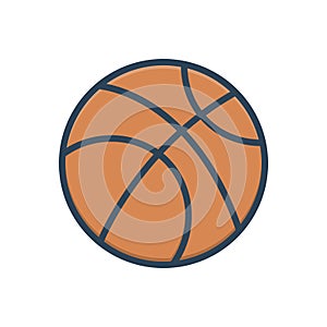 Color illustration icon for Basketball, circle and play