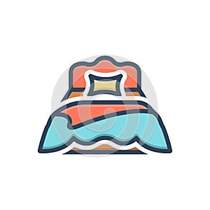 Color illustration icon for Bedding, bedstead and blanket