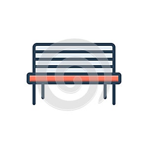 Color illustration icon for bench, park and chair