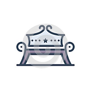 Color illustration icon for Bench, pew and nature