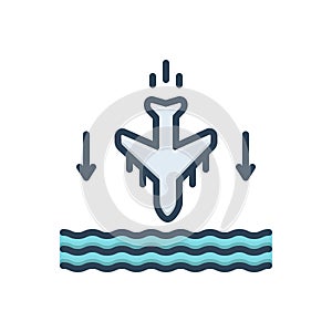 Color illustration icon for beneath, aeroplane and landings