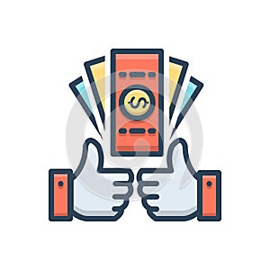 Color illustration icon for Benefits, profit and gain