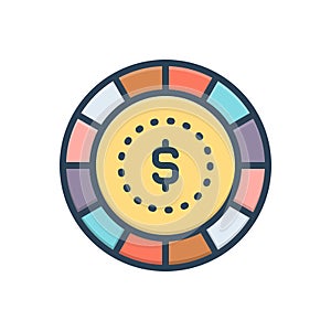 Color illustration icon for Bet, condition and betting