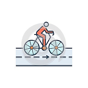 Color illustration icon for Bicycle, track and cyclist