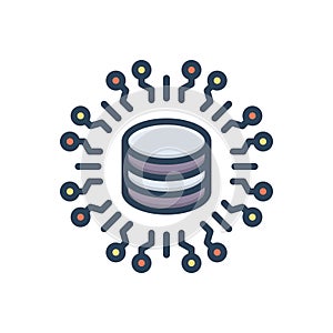 Color illustration icon for Big Data, information and webhosting