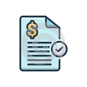 Color illustration icon for Bills, invoice and bills