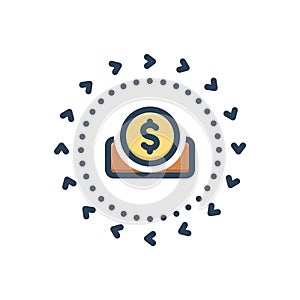 Color illustration icon for Biz, remittance and money