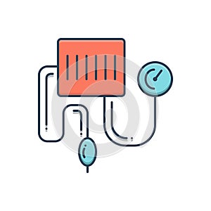 Color illustration icon for Blood pressure kit, hypertension and manometer