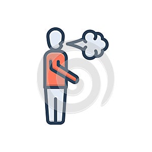 Color illustration icon for Blowing, insufflation and smoke