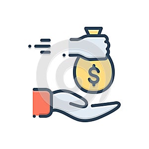 Color illustration icon for Borrowed, loan and indebtedness