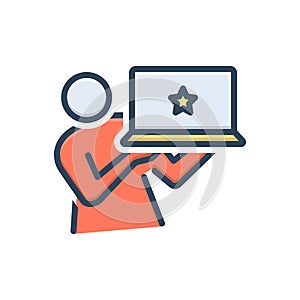 Color illustration icon for Brand, star and best