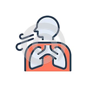 Color illustration icon for Breathe, inhale and respire