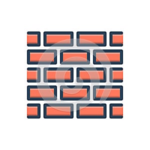 Color illustration icon for Brick, wall and barrier