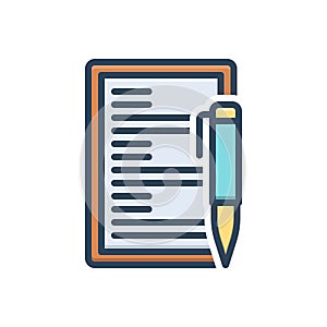 Color illustration icon for Briefing, paper and pencile