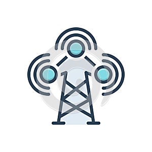 Color illustration icon for Broadcast, wireless and wifi