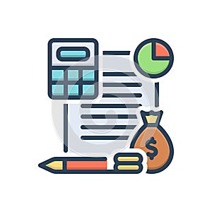 Color illustration icon for Budget, money and financial