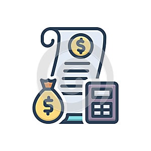 Color illustration icon for Budgets, account and balance