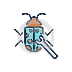 Color illustration icon for Bug Fixing, protection and security