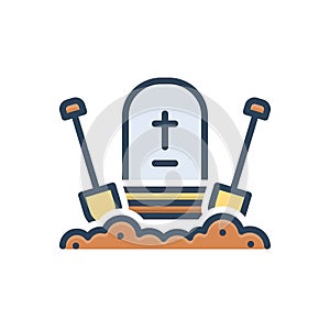 Color illustration icon for Bury, entomb and cemetery