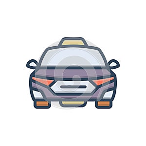 Color illustration icon for Cab, taxi and car