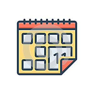 Color illustration icon for calendar, reminder and month