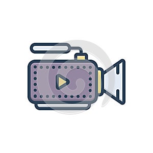 Color illustration icon for Camcorder, video and recorder