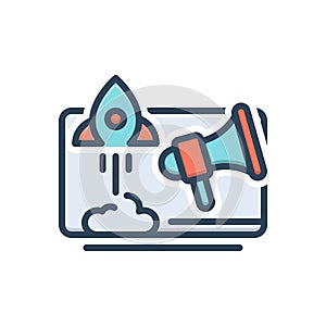 Color illustration icon for Campaign, endorsement and digital