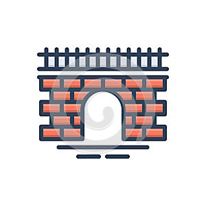 Color illustration icon for Canal, fosse and bridge