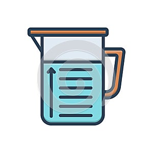 Color illustration icon for Capacity, beaker and container